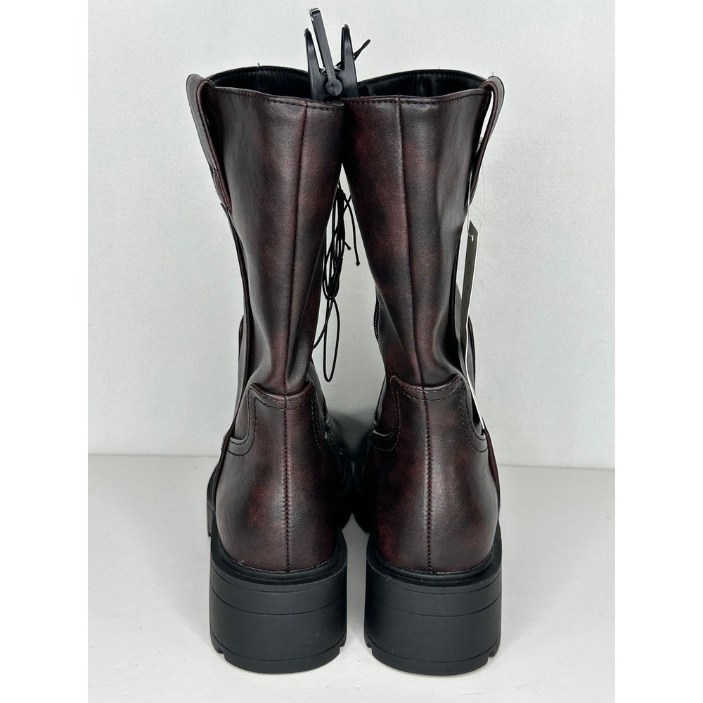 No Boundaries NWT Mid Calf Lug Sole Platform Boots Brown Goth Size 7 - Picture 2 of 7